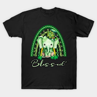 St. Patrick's Blessed Rainbow Adorable Christian Elephant T-Shirt